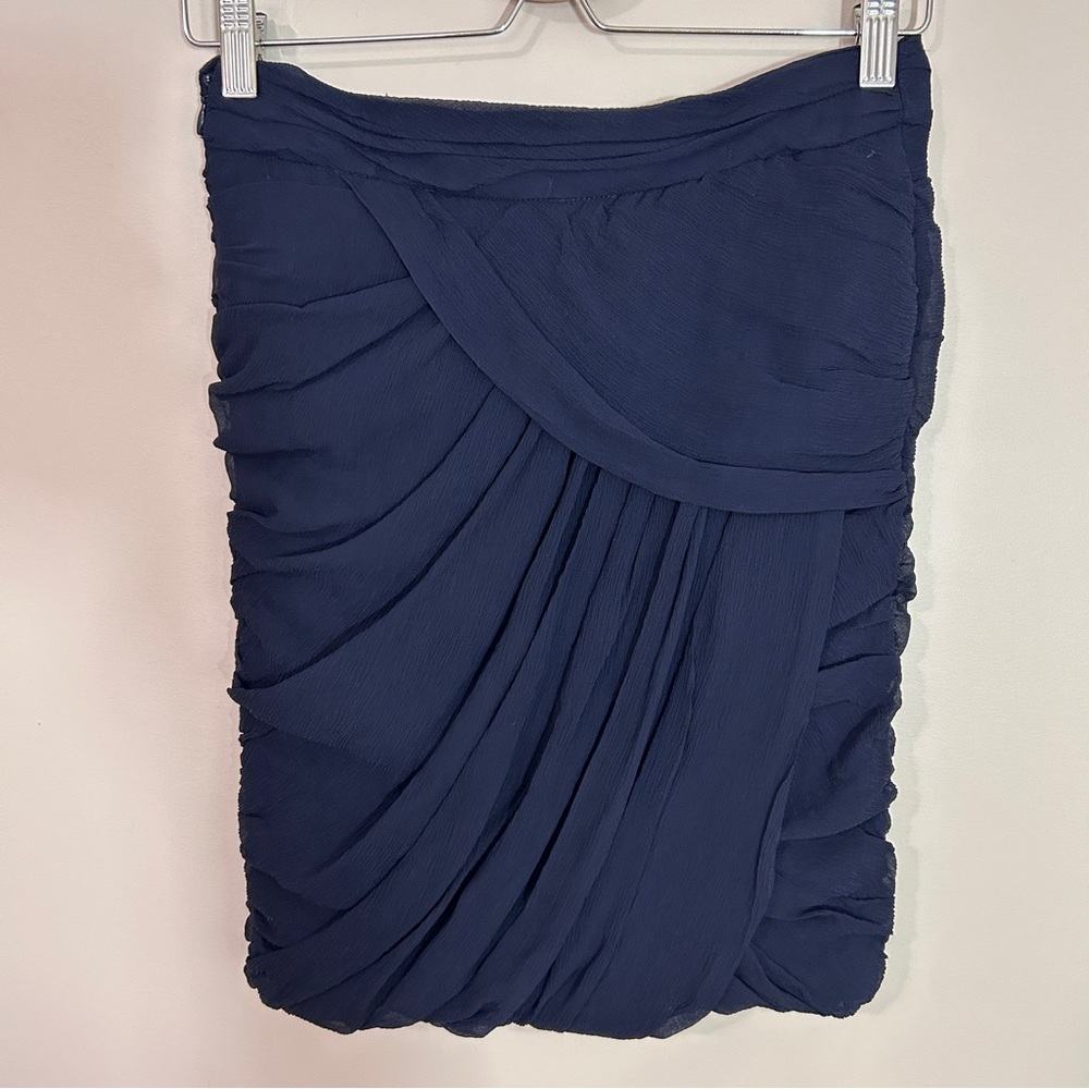 Club Monaco Silk navy chiffon skirt Sz 4 - Picture 2 of 8
